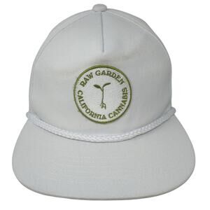 Raw Garden California Cannabis Snapback 5 Panel Cap White OS Adjustable Rope